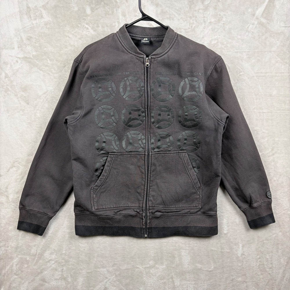 VTG FRESHJIVE Seditionary Movement Graphic Full Zip Sweatshirt Jacket Brown Sz L